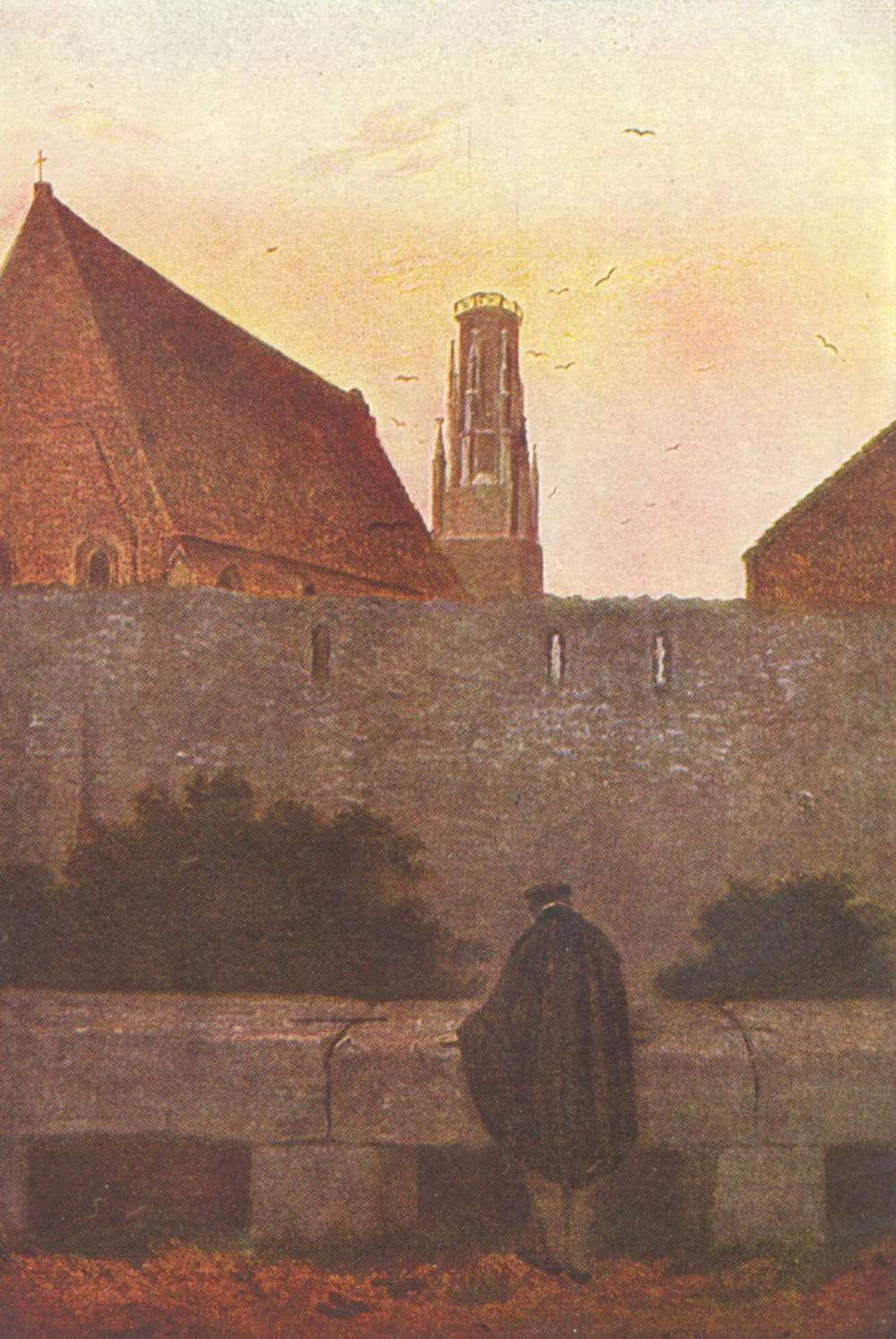 Uomo alle mura del monastero
